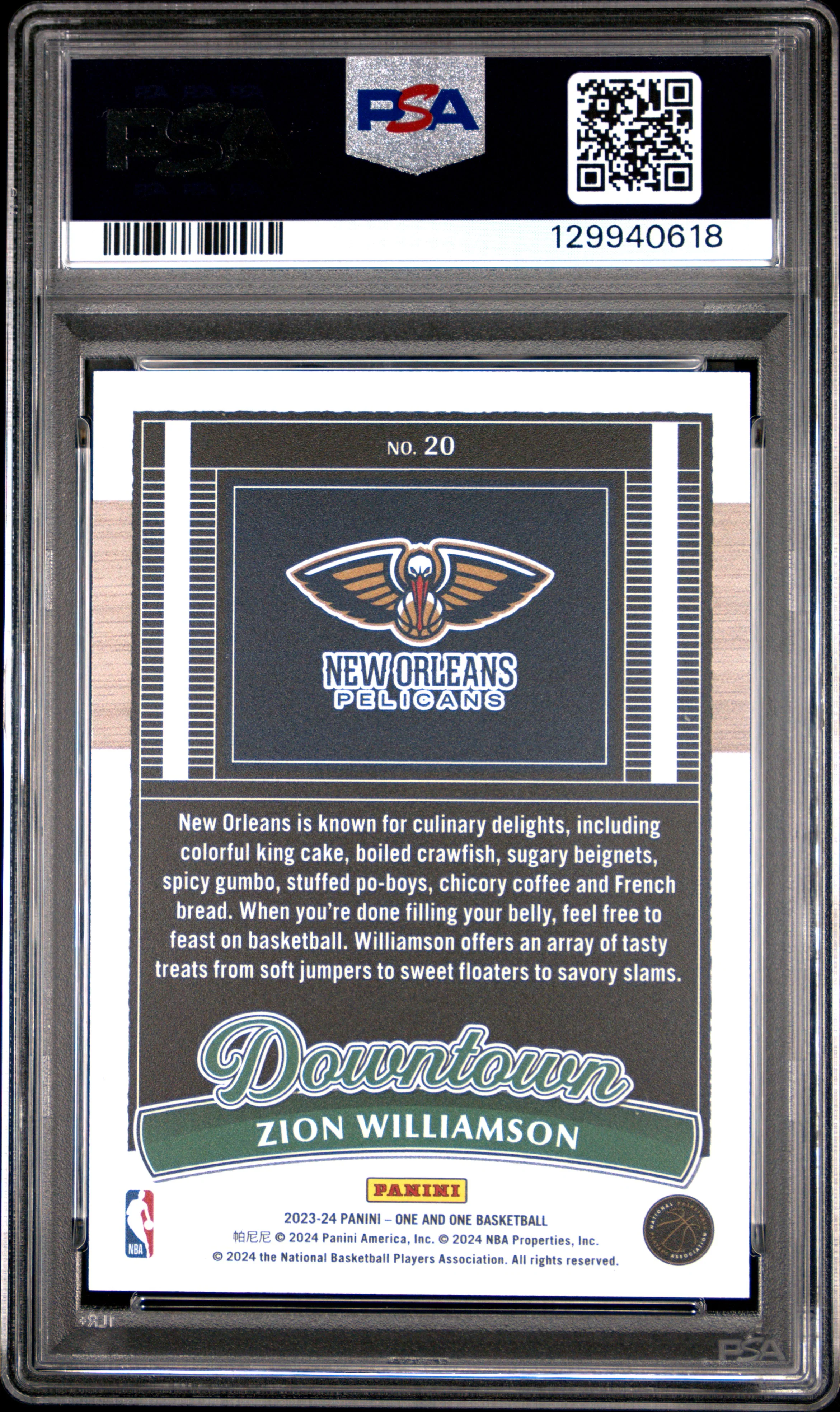 ZION WILLIAMSON | 2023 PANINI ONE AND ONE DOWNTOWN 20 | PSA GEM MT 10 - Image 2